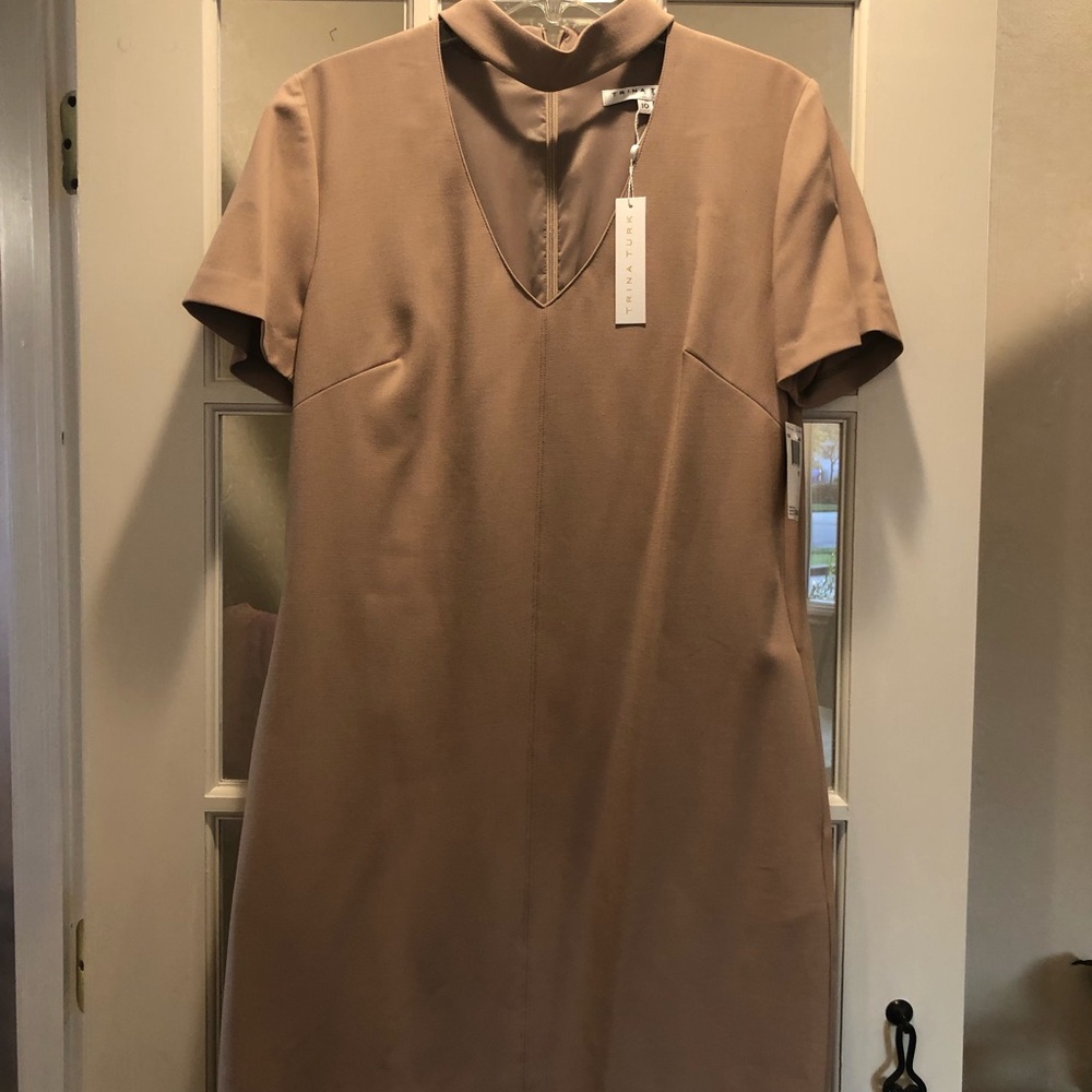 Trina Turk Brand New With Tags Choker Dress Tan Fully Lined Size 10